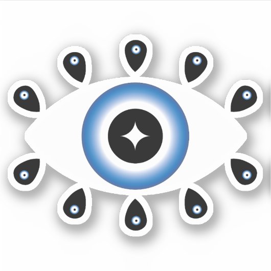 Grieks Oraal Oogblauw Zwart wit Sticker (Voorkant)