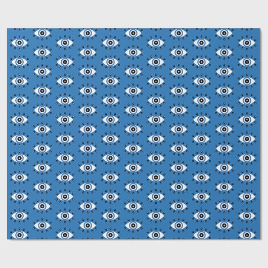 Grieks Oraal Oraal Patroon Blauw Wit Cadeaupapier (Vlak)