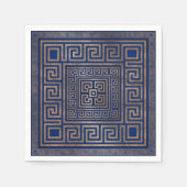 Grieks Ornament - Grieks Meander - goud op blauw Servet (Voorkant)