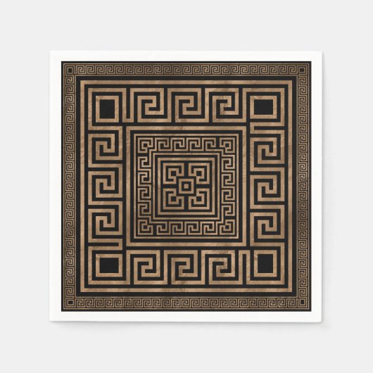 Grieks Ornament - Grieks Meander - zwart goud Servet (Voorkant)