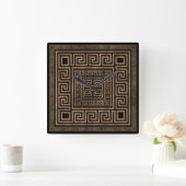 Grieks Ornament - Grieks Meander - zwart goud Vierkante Klok (Huis)