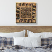 Grieks Ornament - Grieks Meander - zwart op goud Canvas Afdruk (Insitu (Slaapkamer))