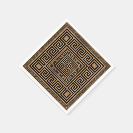 Grieks Ornament - Grieks Meander - zwart op goud Servet (Hoek)