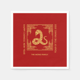 Grieks Ornament Lijst Golden Snake Red Servet
