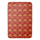 Grieks Ornament Lijst Gouden Drakenpatroon Rood Badmat (Voorkant Verticaal)