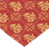 Grieks Ornament Lijst Gouden Drakenpatroon Rood Korte Tafelloper (Hoek)
