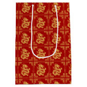 Grieks Ornament Lijst Gouden Drakenpatroon Rood Medium Cadeauzakje (Achterkant)