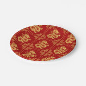 Grieks Ornament Lijst Gouden Drakenpatroon Rood Papieren Bordje (Gekanteld)