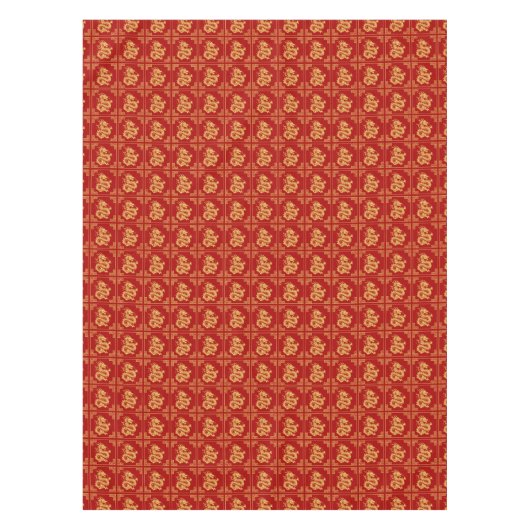 Grieks Ornament Lijst Gouden Drakenpatroon Rood Tafelkleed (Voorkant)