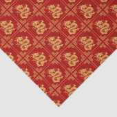 Grieks Ornament Lijst Gouden Drakenpatroon Rood Tissuepapier (Detail)