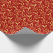 Grieks Ornament Lijst Gouden Slang Patroon Rood Cadeaupapier (Hoek)