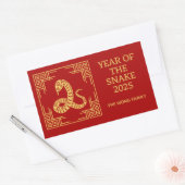 Grieks Ornament Lijst Gouden Slang Patroon Rood Rechthoekige Sticker (Envelop)