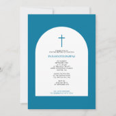 Grieks-orthodox Christening Baptism Boy Blue Arch Kaart (Voorkant)