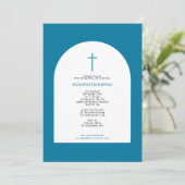 Grieks-orthodox Christening Baptism Boy Blue Arch Kaart (Staand voorkant)