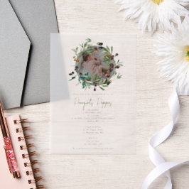 Grieks-orthodox Christening Baptisme Olijven Foto Vellum Uitnodigingen