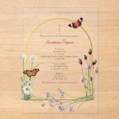 Grieks orthodox doop doop meisje wilde bloem acryl uitnodigingen (Voorkant)