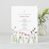 Grieks orthodox doop doop meisje wilde bloem kaart (Staand voorkant)