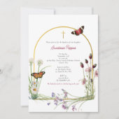 Grieks orthodox doop doop meisje wilde bloem kaart (Voorkant)