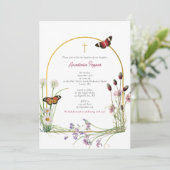 Grieks orthodox doop doop meisje wilde bloem kaart (Staand voorkant)