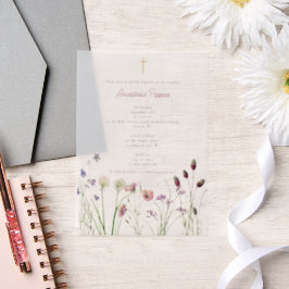 Grieks orthodox doop doop meisje wilde bloem vellum uitnodigingen