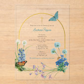 Grieks-orthodox doopdoop Jongen Wildbloem Acryl Uitnodigingen (Voorkant)