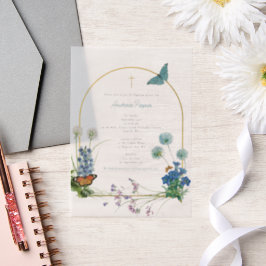 Grieks-orthodox doopdoop Jongen Wildbloem Vellum Uitnodigingen