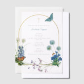 Grieks-orthodox doopdoop Jongen Wildbloem Vellum Uitnodigingen (Offset)