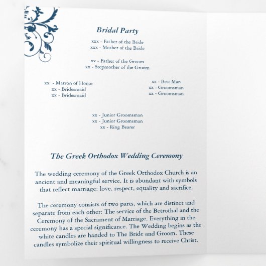 Grieks-orthodox drievoudig trouwprogramma drieluik aankondiging (Binnenzijde eerst)