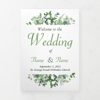 Grieks-orthodox huwelijksprogramma drievoudig drieluik uitnodiging