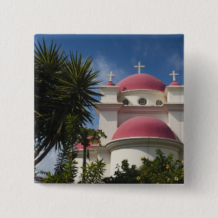Grieks-orthodox klooster vierkante button 5,1 cm