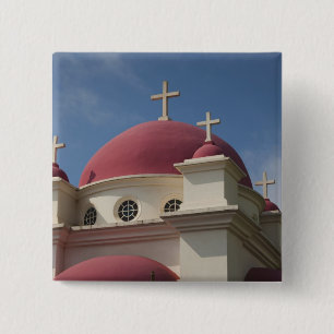 Grieks-orthodox klooster vierkante button 5,1 cm