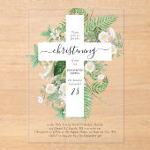 Grieks-orthodoxe baptisme Christening Cross Greene Acryl Uitnodigingen (Voorkant)