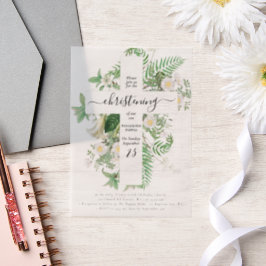 Grieks-orthodoxe baptisme Christening Cross Greene Vellum Uitnodigingen