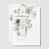 Grieks-orthodoxe baptisme Christening Cross Greene Vellum Uitnodigingen (Offset)