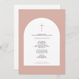 Grieks-orthodoxe Christening Baptism Girl Pink Arc Kaart