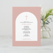 Grieks-orthodoxe Christening Baptism Girl Pink Arc Kaart (Staand voorkant)