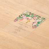 Grieks-orthodoxe Christening Baptisme Girl Acryl Uitnodigingen (Laagn)