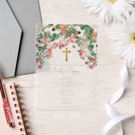 Grieks-orthodoxe Christening Baptisme Girl Vellum Uitnodigingen