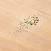 Grieks-orthodoxe Christening Baptisme Olijfgroen Acryl Uitnodigingen (Laagn)