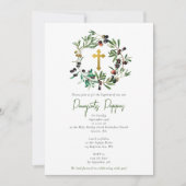 Grieks-orthodoxe Christening Baptisme Olijfgroen Kaart (Voorkant)