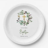 Grieks-orthodoxe Christening Baptisme Olijfgroen Papieren Bordje (Voorkant)