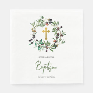 Grieks-orthodoxe Christening Baptisme Olijfgroen Servet