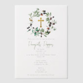 Grieks-orthodoxe Christening Baptisme Olijfgroen Vellum Uitnodigingen (Voorkant)