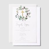 Grieks-orthodoxe Christening Baptisme Olijfgroen Vellum Uitnodigingen (Offset)