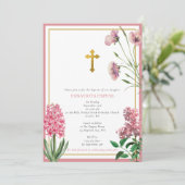 Grieks-orthodoxe Christening Baptisme Roze Floral Kaart (Staand voorkant)