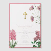 Grieks-orthodoxe Christening Baptisme Roze Floral Vellum Uitnodigingen (Voorkant)