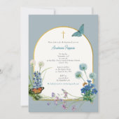Grieks-orthodoxe doop Blauwe Wildflower Kaart (Voorkant)