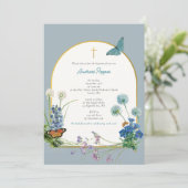 Grieks-orthodoxe doop Blauwe Wildflower Kaart (Staand voorkant)