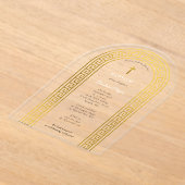 Grieks-orthodoxe doop Gouden Griekse sleutel Acryl Uitnodigingen (Laagn)