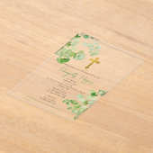 Grieks-orthodoxe doop groen acryl uitnodigingen (Laagn)